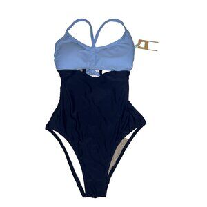 Kona Sol woman's one piece bathing/swim suit size S (4-6) blue cut out NEW